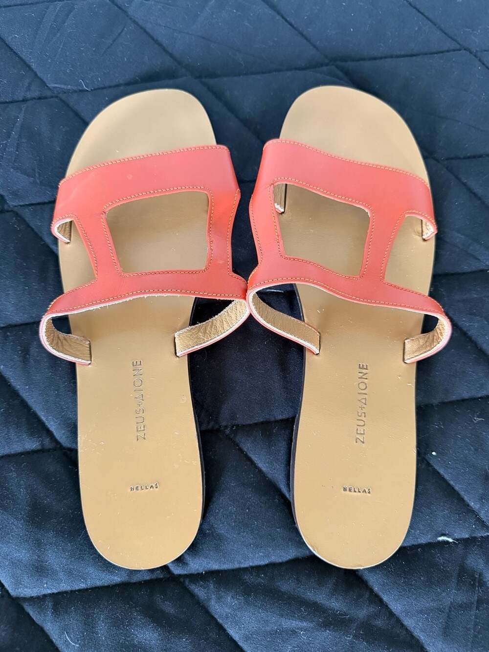 Zeus+Δione Hellas Leather H-Cutout Slide Sandals